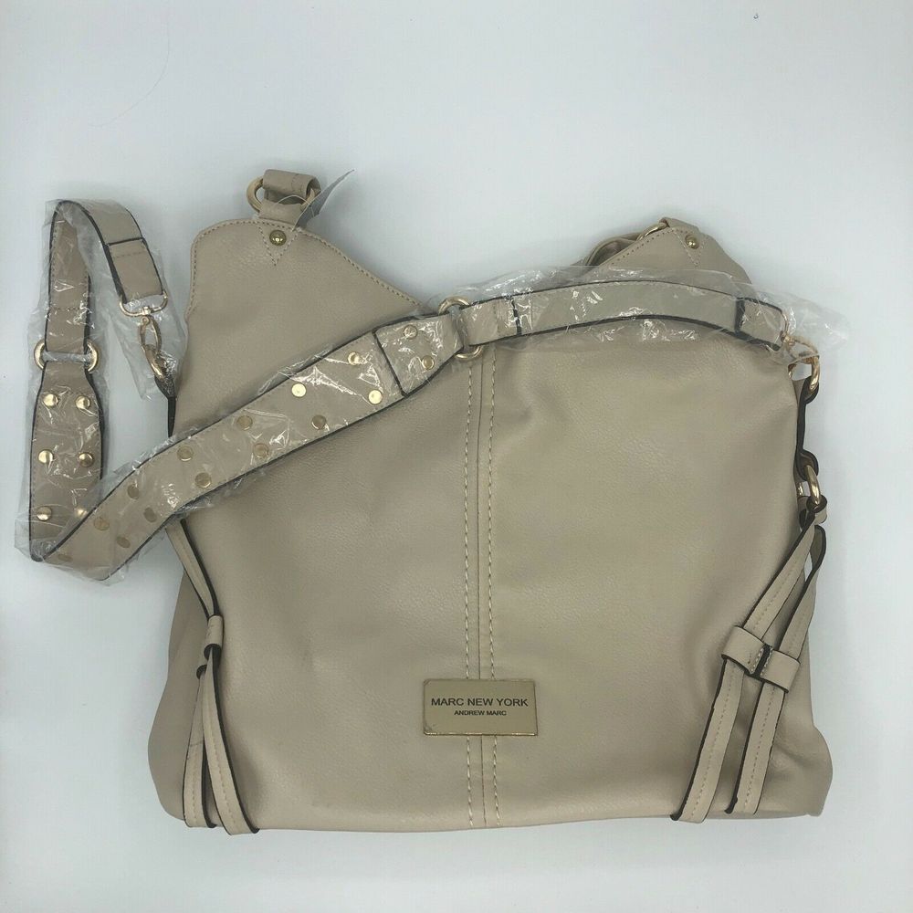 Andrew Marc New York Faux Taupe Tan Leather Purse